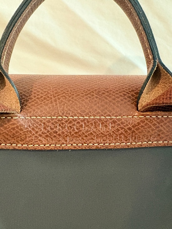 Longchamp Le Pliage Medium Backpack - Classic Grey/Brown Leather Trim main image 4